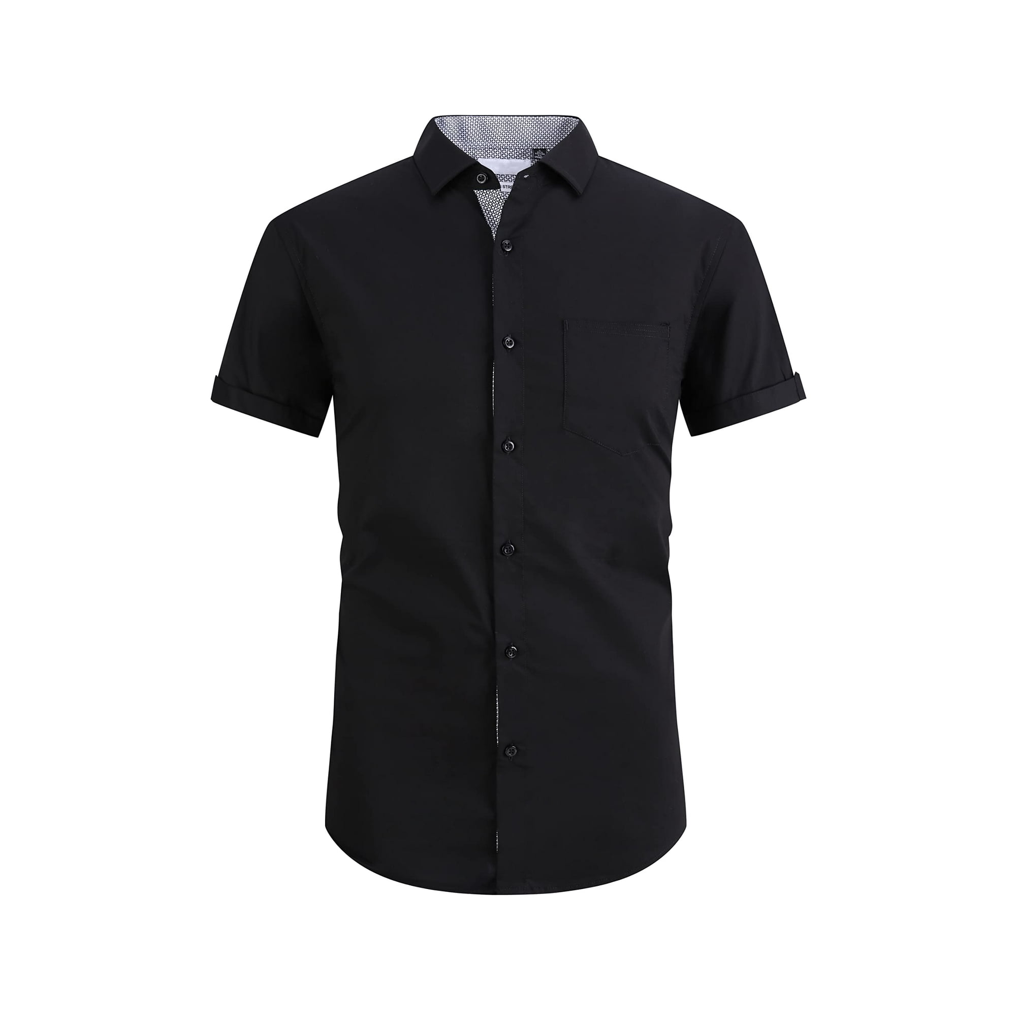 Damipow Mens Short Sleeve Dress Shirts Regular Fit Business Casual Button Down Shirt Black Large Walmart