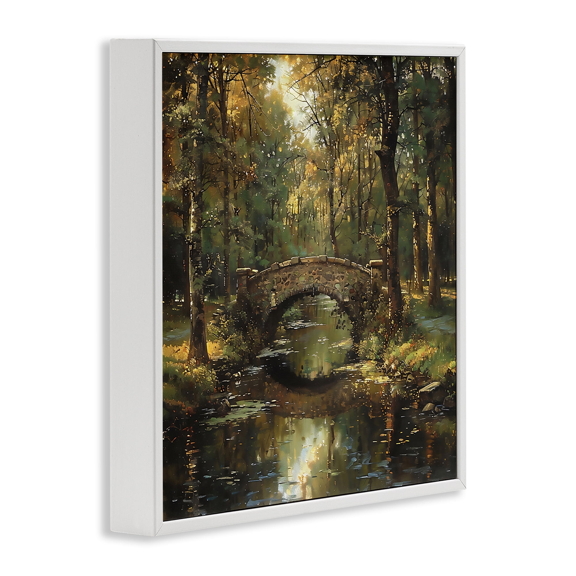 Stupell Industries Forest Bridge in Autumn Light White Framed Giclee Art, design by Creative Studio