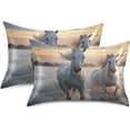 thumbnail image 2 of GZHJMY Satin Pillowcase for Hair and Skin Breathable Slip-Cool, Wrinkle-Resistant Soft and Smooth 20x30In Single Side Envelope Opening Without Zipper Horses Running Sunset, 2 of 7