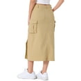 thumbnail image 3 of INSPIRE CHIC Denim Cargo Skirt for Women's Y2K Split Hem Midi Jean Skirts with Pocket S Khaki, 3 of 5
