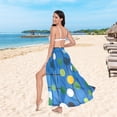 thumbnail image 6 of FORMRS Womens Long Sarong Beach Wrap Semi-Sheer Bikini Skirt Bathing Swimsuit Cover Up, Blue Abstract, 6 of 7