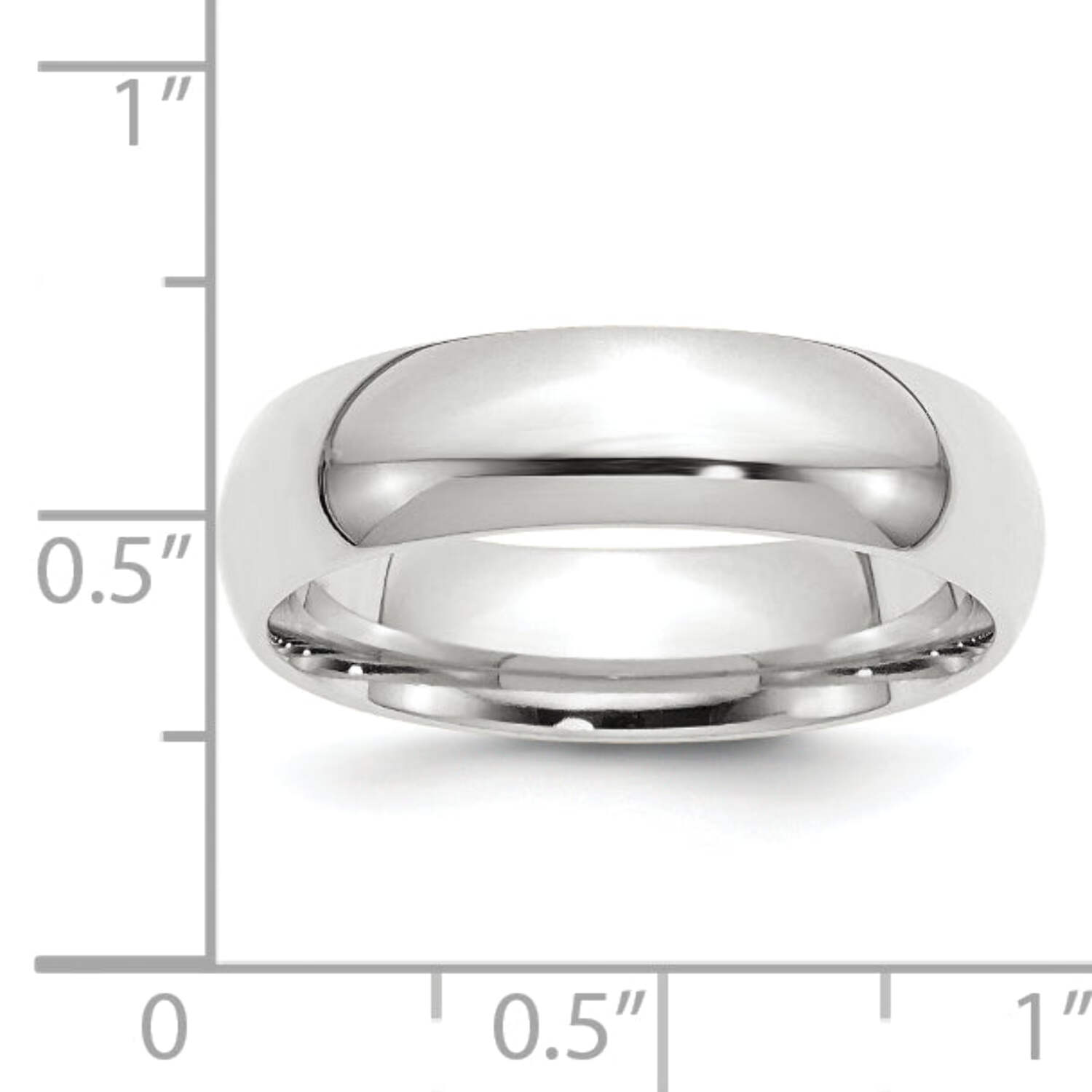 14k White Gold Solid Polished 6mm Comfort-Fit Band Ring Size 10.5 Ring for Women and Men - 8.8 Grams