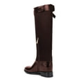 thumbnail image 2 of YDN Women Classic Round Toe Knee High Riding Boots with Chunky Low Heel Stylish Side Zipper Patchwork Long Boots Winter Pull On Dress Shoes Size 16 Saddle Brown, 2 of 4