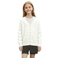 thumbnail image 3 of THDHVS Girls Cardigan,Unisex Kids Solid V Neck Button Front Knit Cardigan Sweater Long Sleeve Casual Soft Winter,Girls Coat White 9-10 Years, 3 of 7