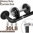 thumbnail image 4 of Curtain Rods for Windows 48 to 84, 1 Inch Industrial Wrap Around Black Curtain Rod, Indoor/Outdoor Room Divider Adjustable Drapery Pole, 48"-86", 4 of 9