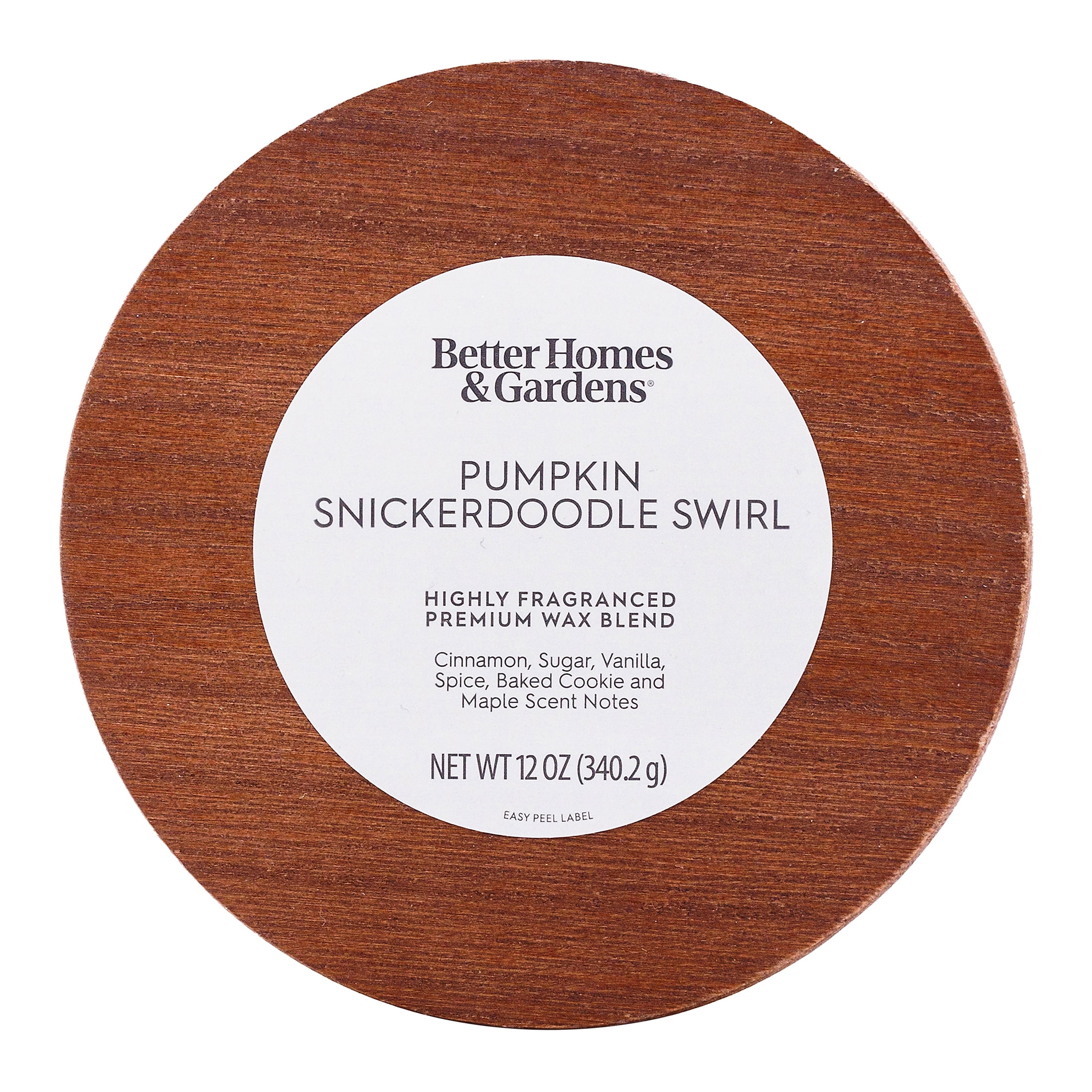 Better Homes & Gardens Pumpkin Snickerdoodle Swirl Scented Cotton 2-Wicks Ribbed Mecury Glass Jar Candle with Wooden Lid 12oz
