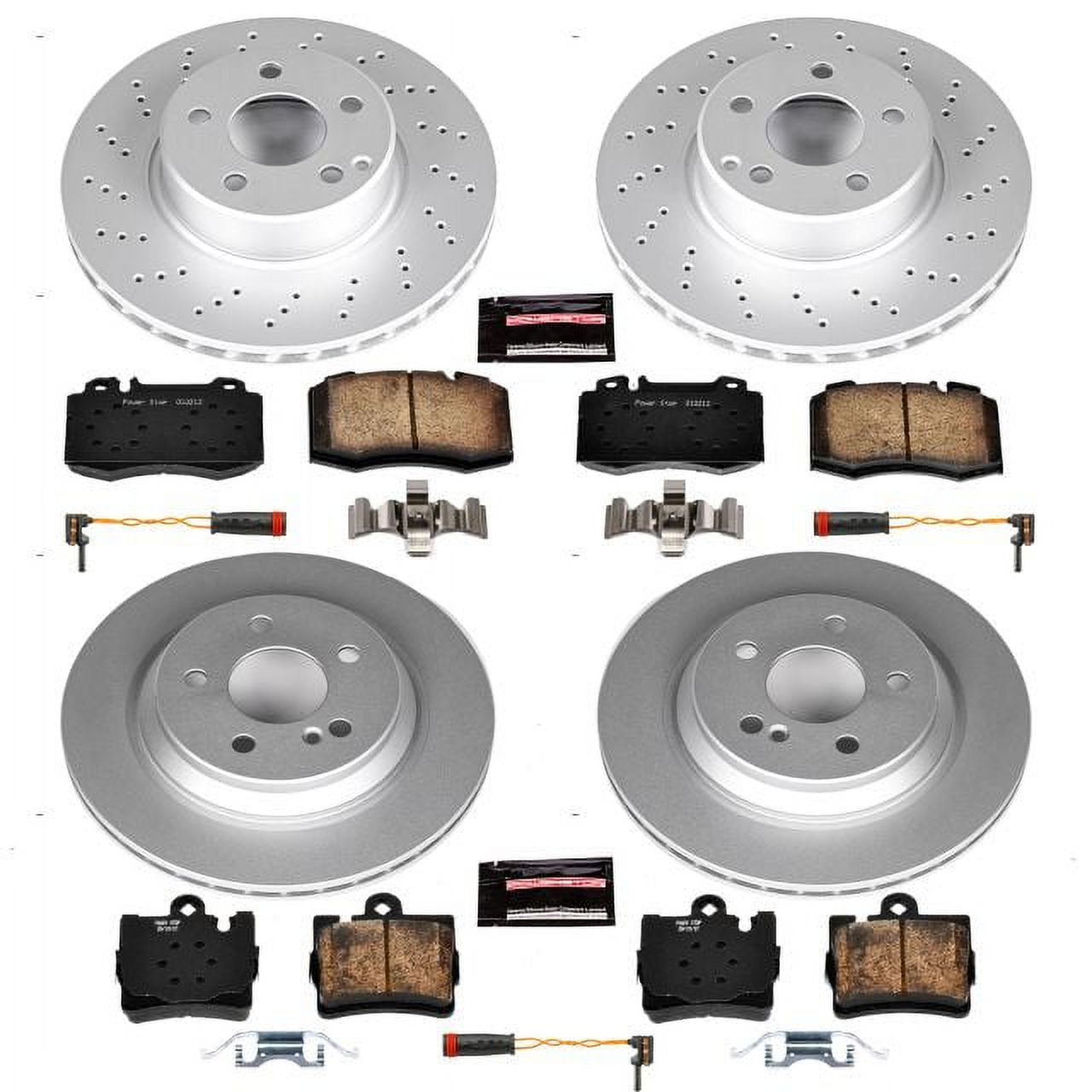 PowerStop Front and Rear Geomet Coated Brake Rotor and Pad Kit Fits: MERCEDES-BENZ Select Models CRK6746