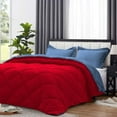 thumbnail image 3 of D.N.G. BEDDINGS 5 Piece Luxury Reversible Diamond Pattern Comforter Set Premium Super Soft, All Season 800 TC, 100% Egyptian Cotton Oversized Super King Size Medium Blue/Red Solid Color, 3 of 7