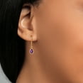 thumbnail image 5 of Gem Stone King 14K Yellow Gold Purple Amethyst Drop Dangle Earrings for Women (1.28 Cttw, Gemstone February Birthstone, Pear Shape 7X5MM), 5 of 5