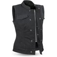 thumbnail image 4 of First Mfg Co - Ludlow - Women's Motorcycle Biker Riding Black Canvas Vest - Large, 4 of 4