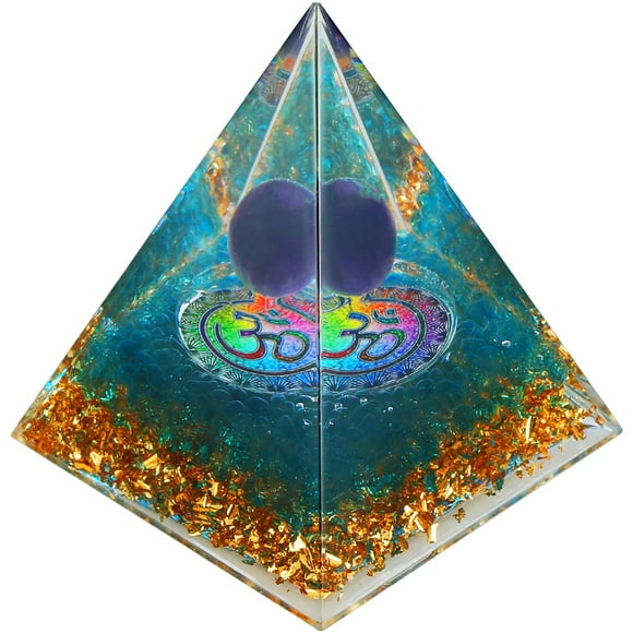 CNKOO Colorful Orgone Pyramid Resin Crystal Pyramid Healing Crystal Energy for Protection Spiritual Desktop Ornament