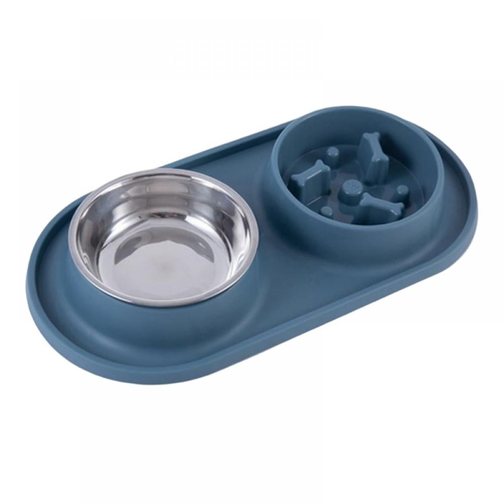 Pecute Dog Bowls Slow Feeder Bloat Stop Pet Bowl Eco-Friendly Non-Toxic No  Chocking Healthy Design Bowl with No-Spill Non-Skid Silicone Mat Stainless  Steel Water Bowl for Dogs Cats and Pets M-13.5oz/bowl Grey