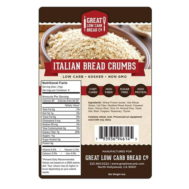 Great Low Carb Bread Crumbs (4oz) Italian Size One Pack Walmart