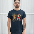 thumbnail image 3 of Tee Hunt Santa Claus and Rudolph Dab Dance T-Shirt Merry Christmas Xmas Men's Tee, Navy Blue, Small, 3 of 5