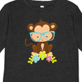 thumbnail image 4 of Inktastic Hipster Monkey, Monkey with Glasses, Flowers Boys or Girls Long Sleeve Toddler T-Shirt, 4 of 5