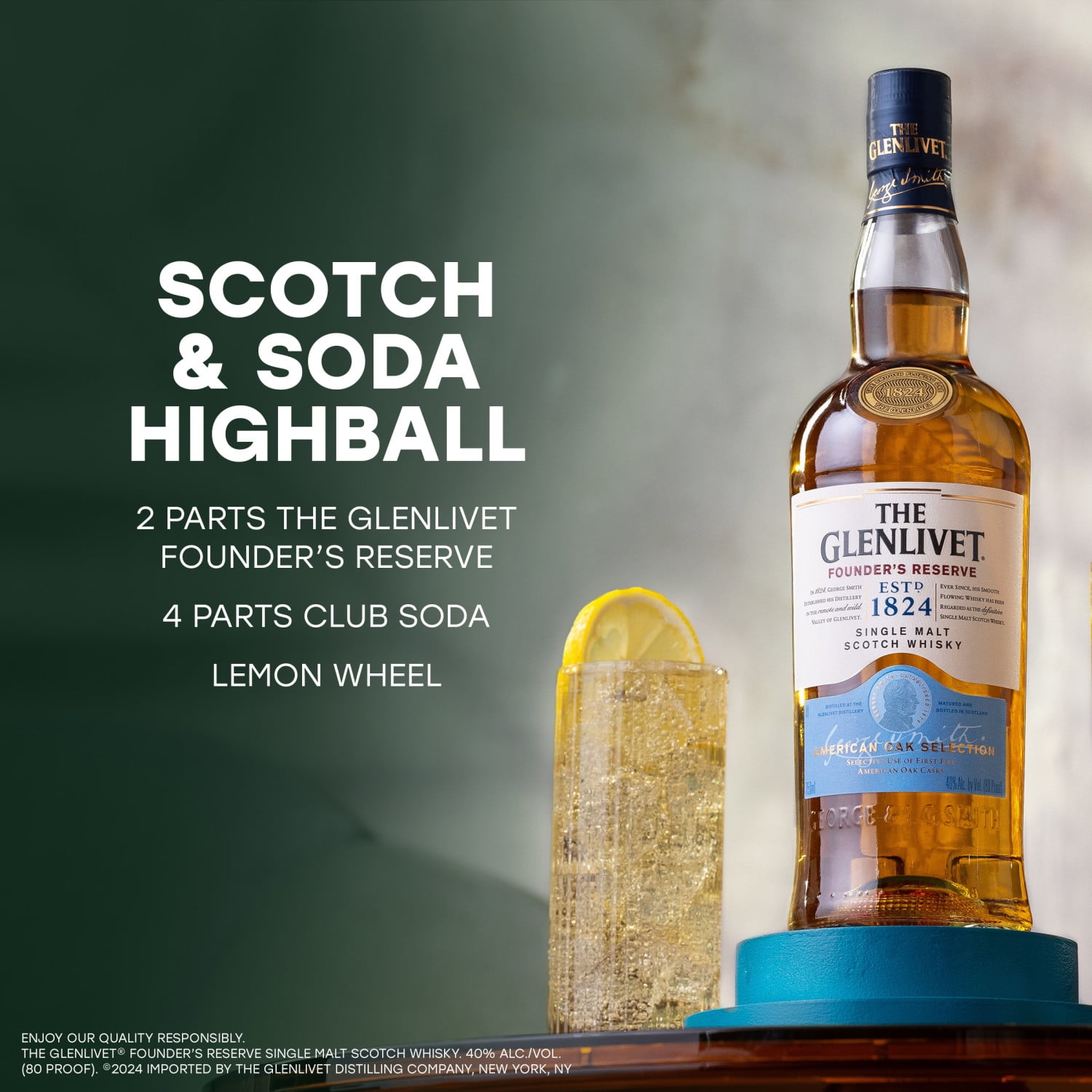 The Glenlivet Founder's Reserve Single Malt Scotch Whisky, 750 ml Bottle, 40% ABV