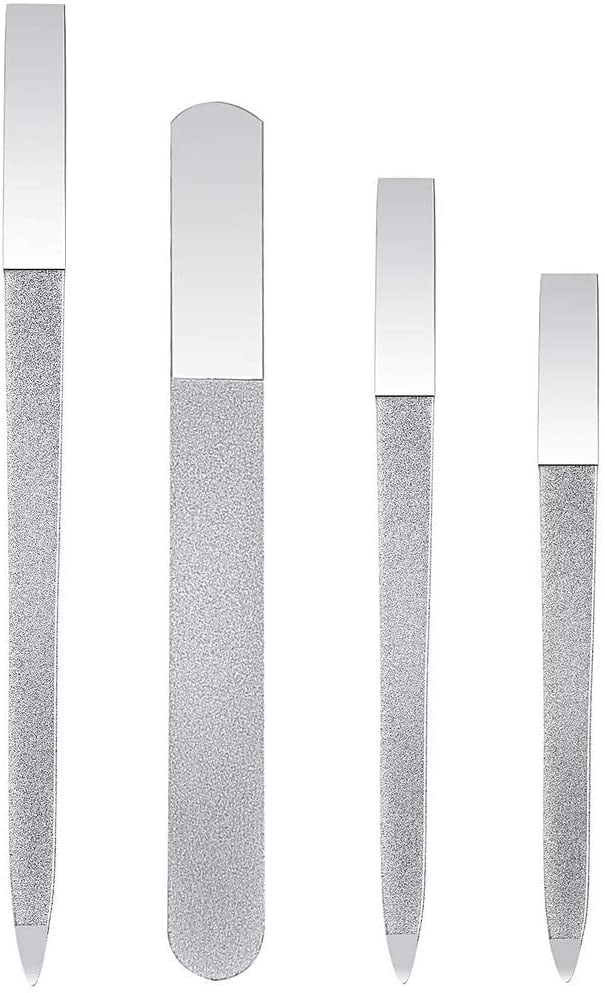 4 Pcs Metal Nail File Diamond Nail Files Stainless Steel Nail File Kit
