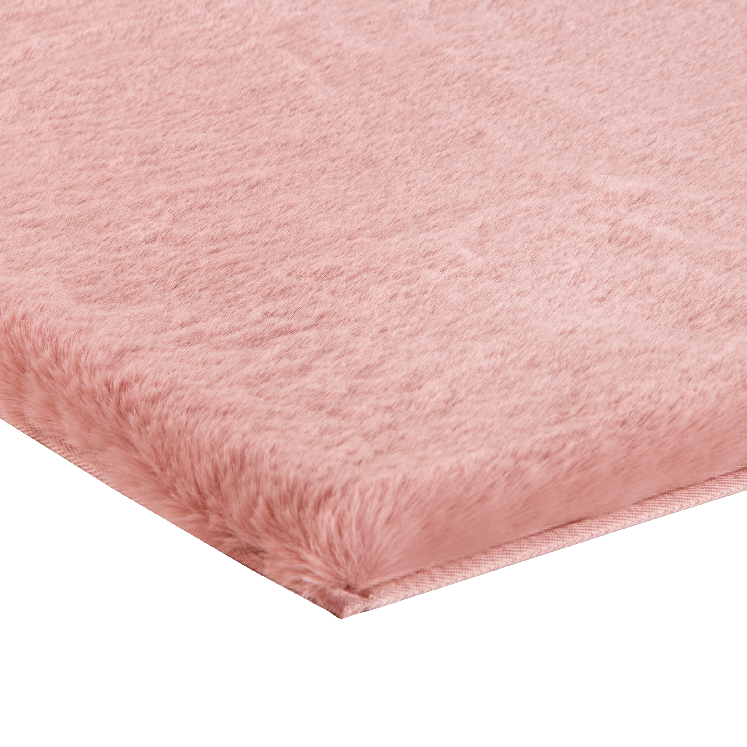 Home-Complete 24x60 Large Faux Fur Bath Mat for Hallway or Kitchen, Machine Washable Nonslip Rug, (Mauve)