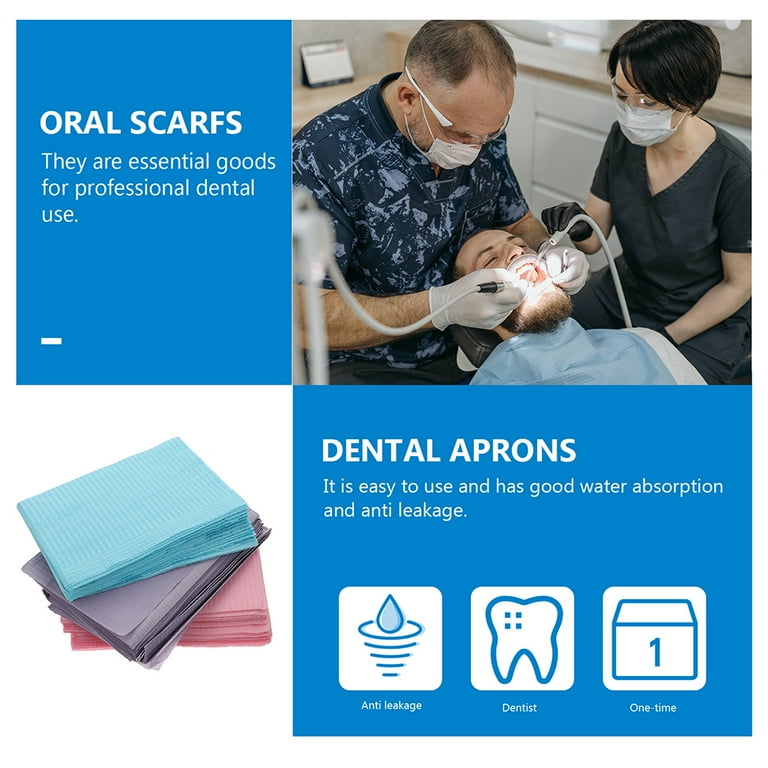 45Pcs Disposable Dental Bibs Patient Dental Bibs Waterproof Dentist Bibs