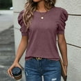 thumbnail image 2 of Womens Tops Summer Sweater Long Tunic Dressy Casual Blouses Business Cute Trendy Short Sleeve Shirt,Wine S, 2 of 6