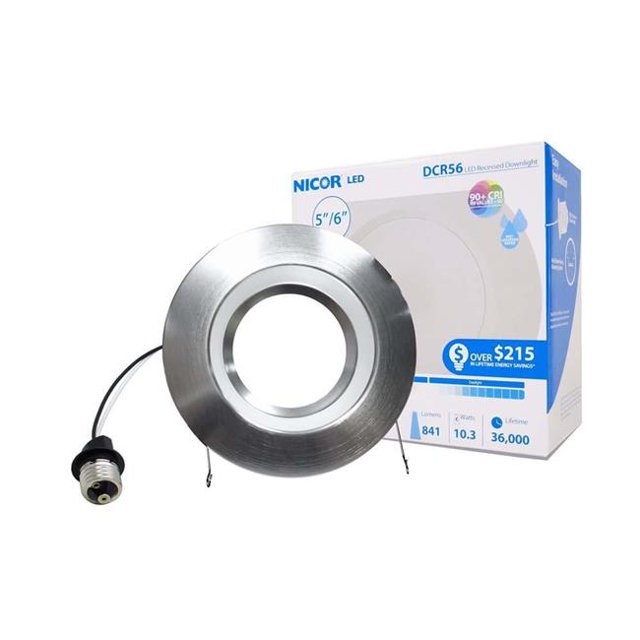 Nicor Lighting DCR561081202KNK 853 Lumen Nickel LED Encastré Luminaire Rétroéclairage dans 2700K