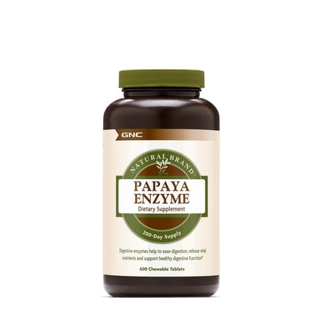 GNC Natural Brand Papaya Enzyme, 600 Tablets, Supports Healthy Digestive Function