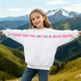 thumbnail image 5 of Girls Long Sleeve Letter Print Hoodless Sweatshirt, I Love You This Much Funny Valentine's Day Couple Top, Youth Fashion Crew Neck Pullover for Daily Wear & Outdoor Activities, 5 of 6