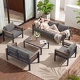 thumbnail image 6 of ABORON Patio Furniture Set, Patio Conversation Sets Sectional Sofa with 27" Deep Seating, 7-Seater Outdoor Patio Furniture Set w/ Coffee Table and All-Weather Thick Cushion, Easy Assembly, 6 of 8