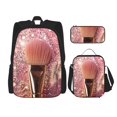 thumbnail image 1 of Easygdp Makeup Brush on Pink Glitter Mochila para Niños y Niñas con Set de Caja de Almuerzo y Estuche para Lápices 3 en 1, Mochila Escolar Estampada para Adolescentes, 1 of 7