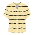 thumbnail image 3 of Khunlpohl Womens Striped Tops Cotton Linen Short Sleeve Baggy Top Button down Casual V Neck Blouse Shirts, 3 of 5