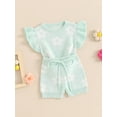 thumbnail image 2 of Suealasg 2Pcs Newborn Girl Summer Clothes 6 12 18 24 Months Baby Girl Casual Outfits Floral Print Ruffle Tank Tops and Elastic Shorts Set, 2 of 6
