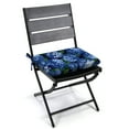 thumbnail image 6 of Jordan Manufacturing 17.5" x 19.75" Hydrangea Midnight Navy Floral Rectangular Outdoor Chair Pad Seat Cushion with Ties and Rounded Corners, 6 of 9