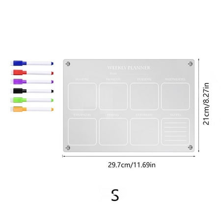 

Fule Fridge Magnet Transparent Acrylic Weekly Plan Notes Message Board