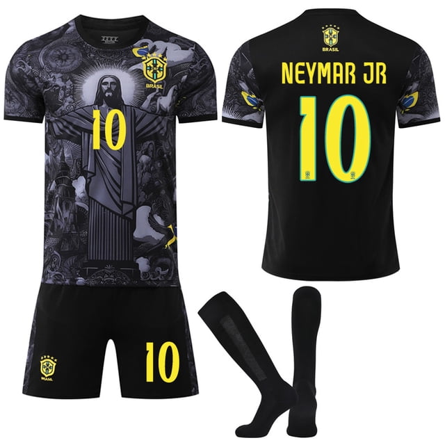 2025-2026 Brazil Short Sleeve Football Shirt Kids Adult With Socks No.10 Neymar Jr