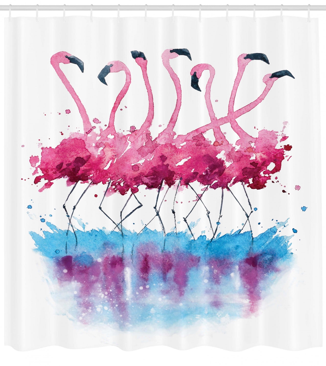 Shower Curtain Flamingo Kissing Animal Love Themed Pink 84 Inches Extra Long