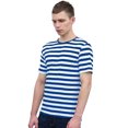 thumbnail image 2 of Camiseta De Rayas De Manga Corta Con Cuello Redondo Para Hombre Azul Real 46 Unique Bargains Camisa, 2 of 7