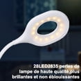 thumbnail image 4 of Lámpara de escritorio LED con clip, lámpara de escritorio de 28 LED, con tres modos de iluminación, lámpara de noche con atenuación continua, lámpara de libro (blanca), lámpara con clip con 1 puerto, 4 of 8