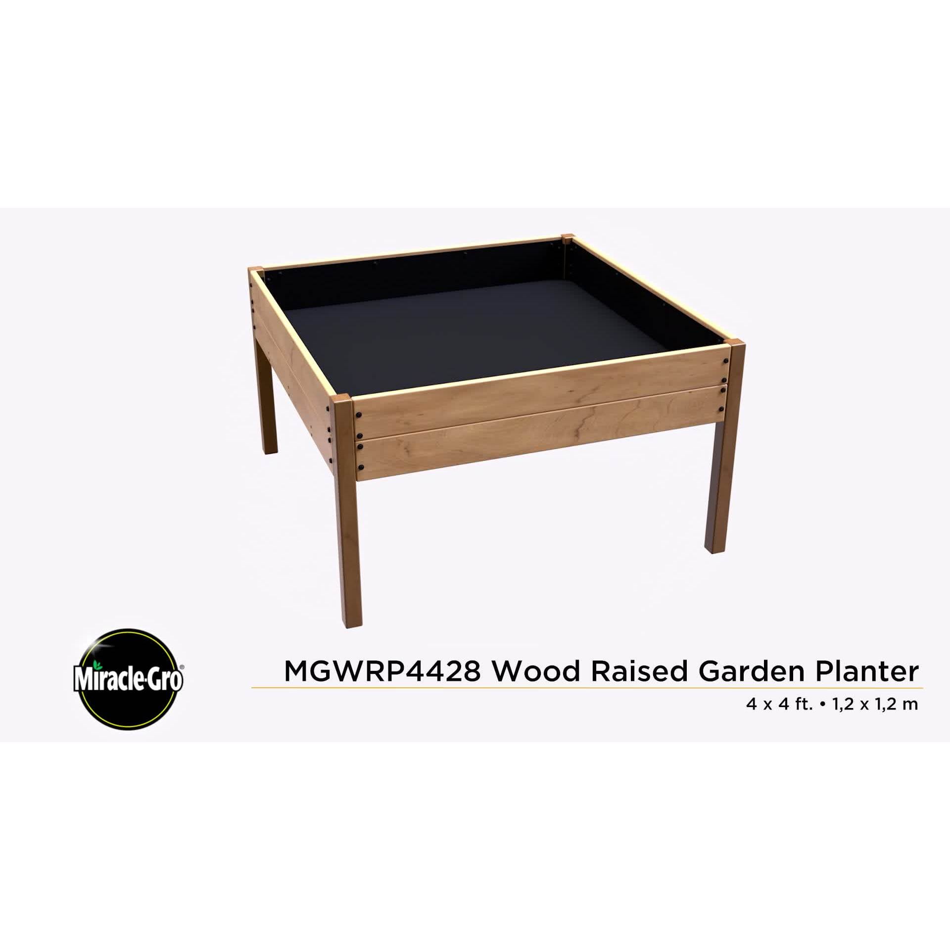 Miracle-Gro 4 x 4 x 2.3 ft Wrangler Brown/Cordova Brown Wood Raised Garden Planter