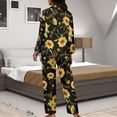 thumbnail image 7 of Kuiaobaty Sunflower Music Note Pajamas Women's Long Sleeve Sleepwear with Long Pants Soft Loungewear Pj Set Comfy Nightgown with Pockets, Black, 4XL, 7 of 7