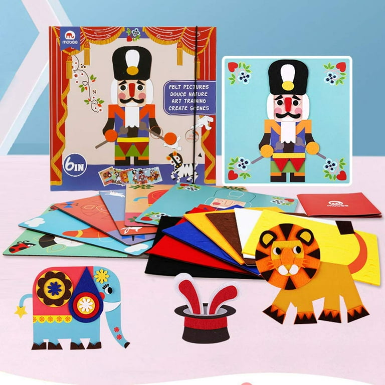 Mobee DIY Handmade Art Kits for Kids Fuzzy Felt Picture Sticky