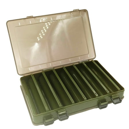 Double Sided Fishing Tackle Box 14 Compartments Lures Organizer With A Handle