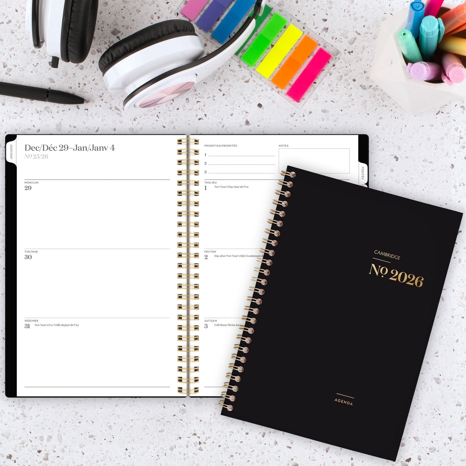 Agenda hebdomadaire Cambridge Workstyle Classic Black 2026 Agenda