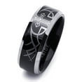 thumbnail image 2 of Men's 9MM Comfort Fit Tungsten Carbide Wedding Band Cross Engraved Black Beveled Edges Ring (9 to 13.5), 13, 2 of 3