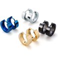 thumbnail image 1 of Katea Stainless Steel Unique Small Creole Earrings For Men Huggie Earrings, 1 of 5