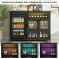 thumbnail image 6 of Wine Bar Cabinet with Mini Fridge Space, Black Coffee Bar Cabinet and Liquor Cabinet with Storage Rack, Sideboard Buffet Table for Home Kitchen, Dining Room, 6 of 7