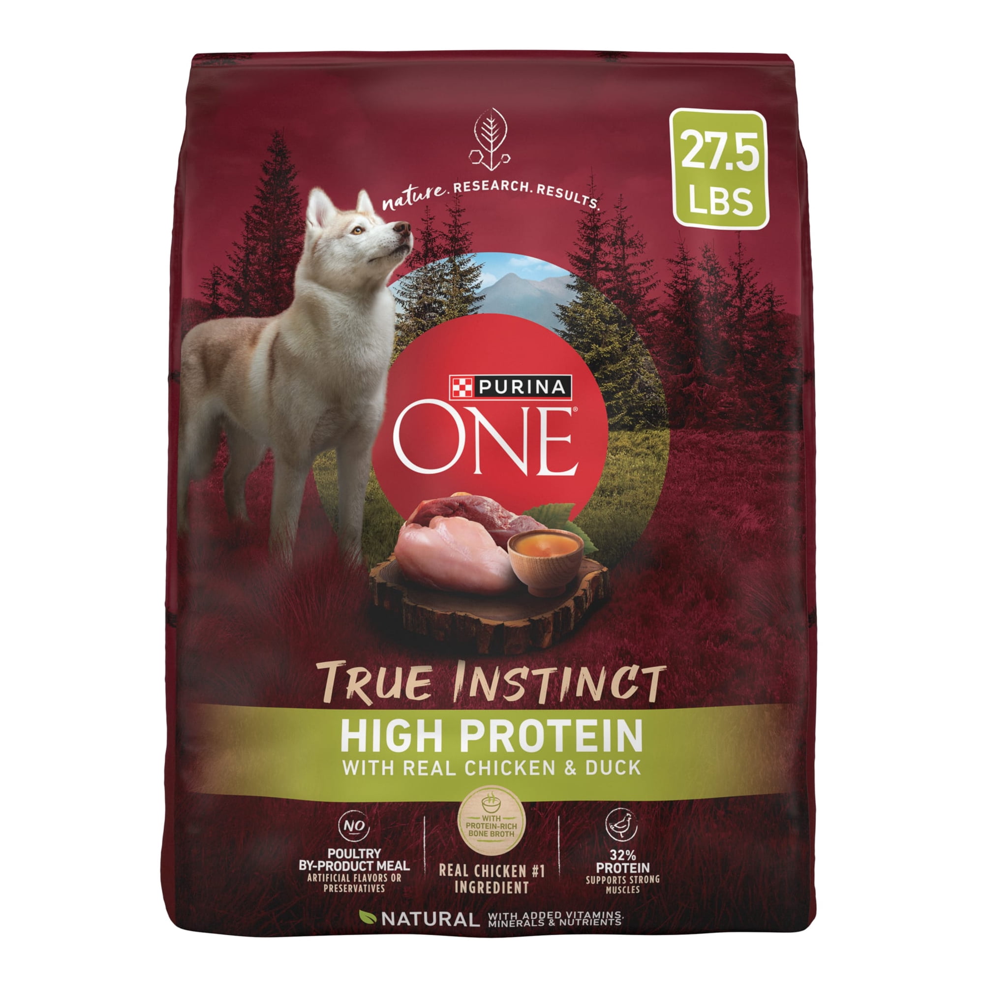 Purina ONE True Instinct High Protein Dog Food Formula with Real Chicken and Duck Natural with Added Vitamins and Minerals Dog Food, 27.5 lb Bag