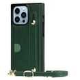 thumbnail image 2 of Allytech Slim Case for iPhone 14 Pro Max with Card Slot & Shoulder Strap, Premium PU Leather Adjustable Strap Wristband Kickstand Shockproof Full Protective Cover for Women Men - Green, 2 of 11