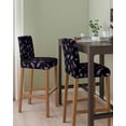 thumbnail image 2 of Purple Olive Fruits Bar Stool Covers Set of 6, Spring Farm Branches Leaves Plants Black Stretch Bar Chair Covers with Backs, Removable Pub Counter Height Chair Cover for Kitchen Dining Room Cafe, 2 of 7