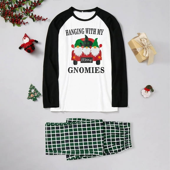 Azrian Christmas Men Dad Printed Blouse O-Neck Tops Pants Xmas Family Matching Pajamas Set