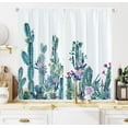 thumbnail image 2 of Cactus Kitchen Curtains Romantic Tender Blossoms and Barren Heath Natural Vegetation Window Drapes for Kitchen Cafe Decor, 55" X 39" (2 Panels 27.5 x 39 Inch), Green Coral, 2 of 6